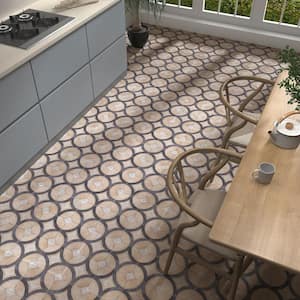 Angela Harris Sicilia Circles Crema 7.87 in. x 7.87 in. Matte Porcelain Floor and Wall Tile (10.76 sq. ft./Case)