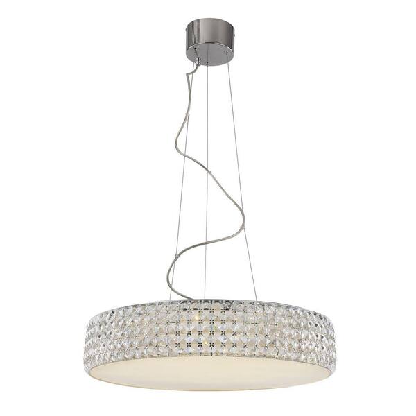 Bel Air Lighting 18-Light Polished Chrome LED Pendant with Crystals
