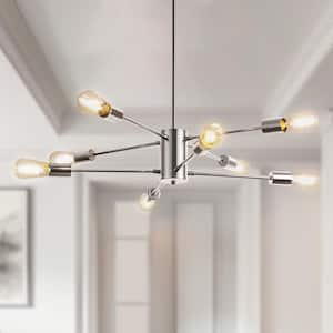 8-Light Chrome Modern Sputnik Chandelier Pendant Lighting Industrial Light Fixture for Living Room Dining Room