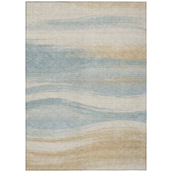 Chantille Machine Washable Indoor/Outdoor Abstract ACN2961 Spa 9 ft. x 12 ft. Area Rug