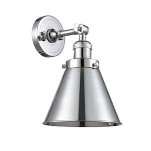 Franklin Restoration Appalachian 8 in. 1-Light Polished Chrome Wall Sconce with Polished Chrome Metal Shade