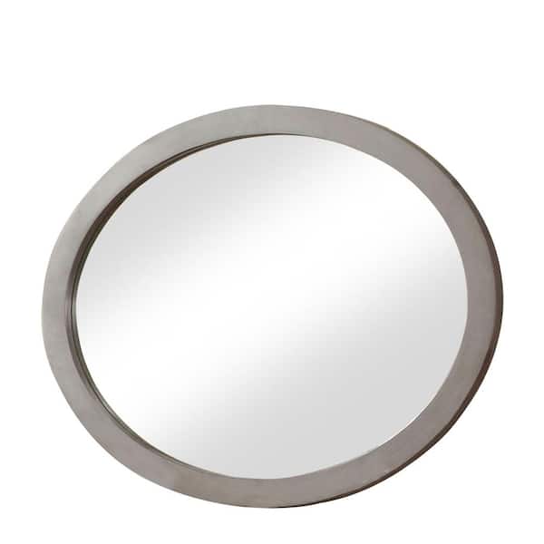 Furniture of America Medium Oval Gray Modern Mirror (30 in. H x 40 in. W)