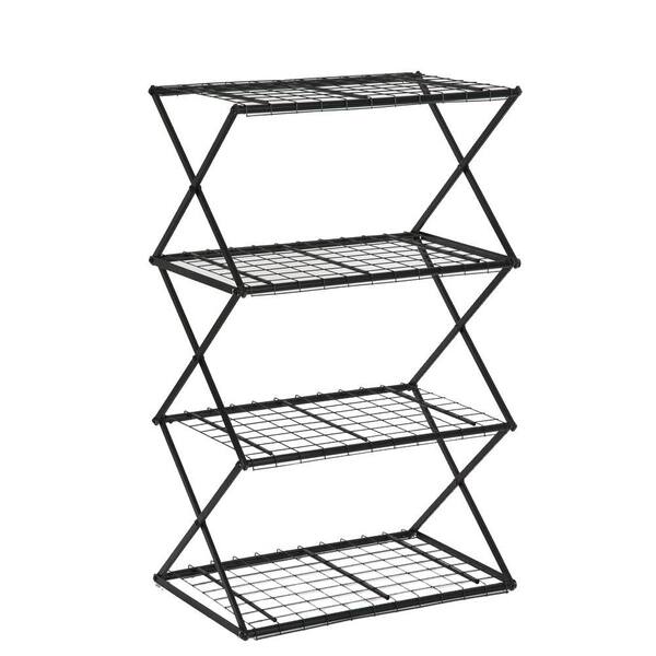 FlowerHouse Exy 4-Tier Powder-Coated Steel Tube Shelving in Black