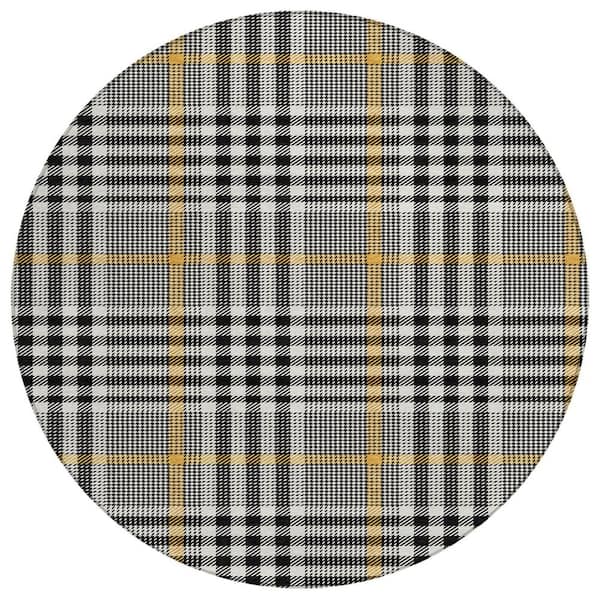 Chantille Machine Washable Indoor/Outdoor Abstract ACN1054 Black 8 ft. x 8 ft. Area Rug