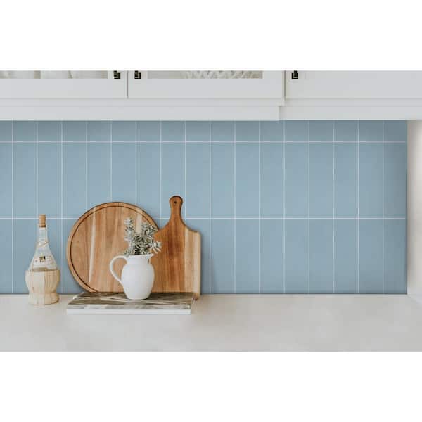Roommates Aqua Seaglass Subway Peel & Stick Tile