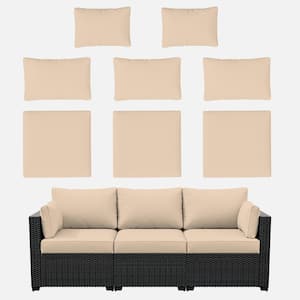 8-Piece 25.6 in. Outdoor Replacement Lounge Cushion Covers Sand