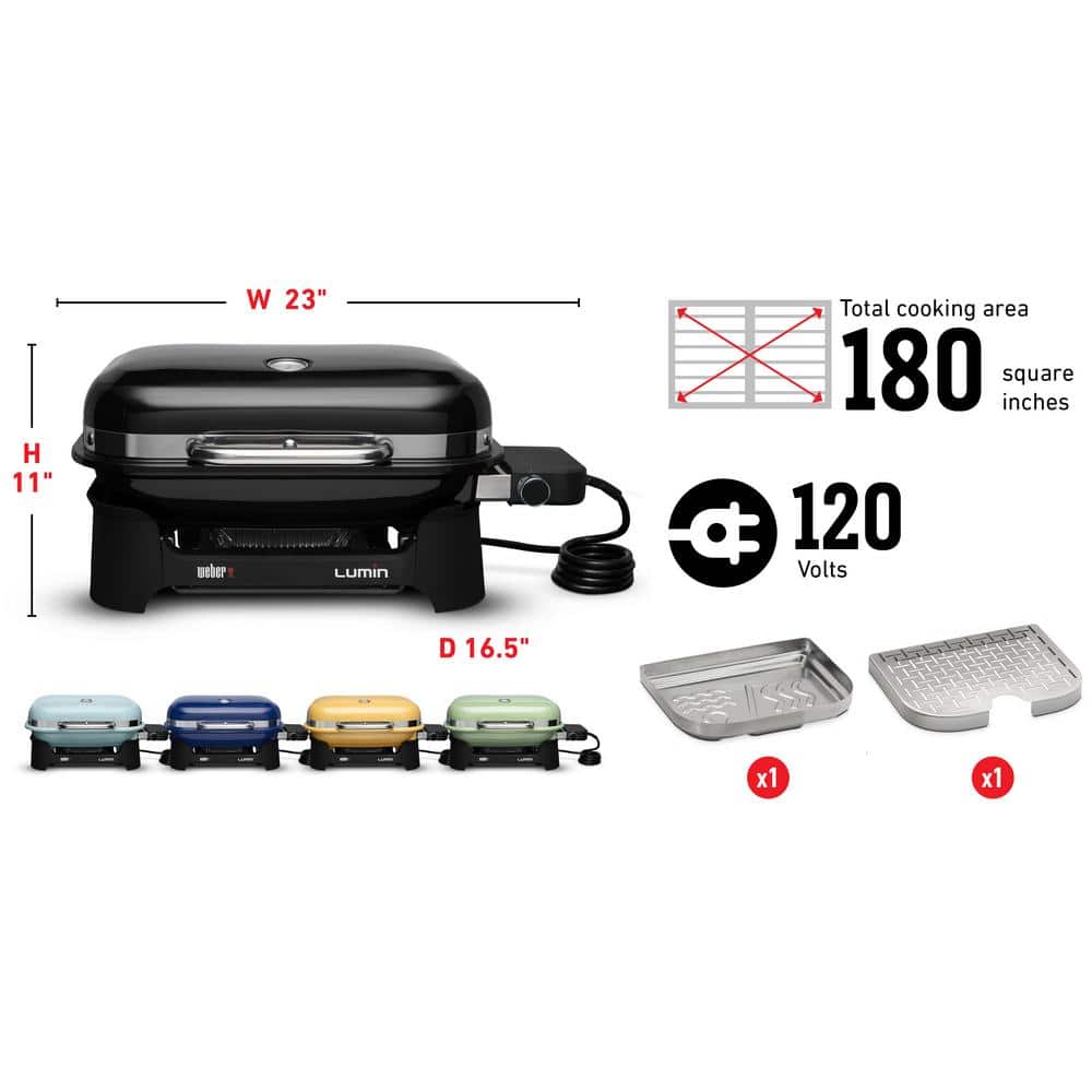Weber Lumin Compact Yellow Electric Grill with High-Heat Sear