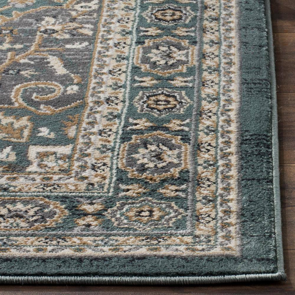 Teal and Grey Traditional Floral 4' x 6' Area Rug