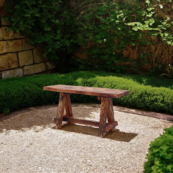 THE URBAN PORT Cappuccino Brown Wooden Garden Patio Bench With