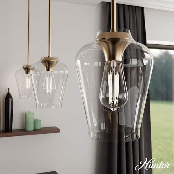 Vidria 60-Watt 1-Light Alturas Gold Island Mini Pendant Light with Clear Glass Shade, Bulb Not Included