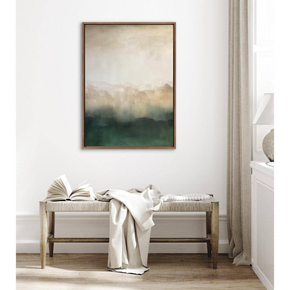 Green Mountain Abstract Canvas with Gold Frame, 31.5x41.5