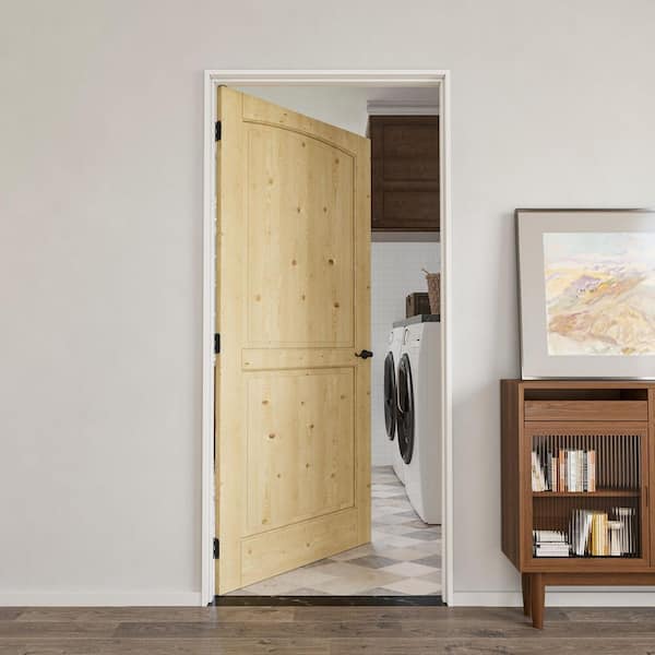 36 in. x 80 in. 2-Panel Left Solid Core Unfinished Pine Wood Single Interior Door with Quick Assemble Jamb