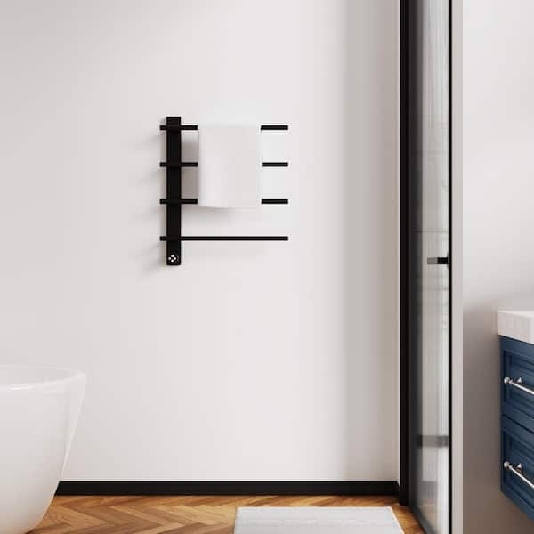 4-Bar Plug-In and Hardwire Towel Warmer in Black