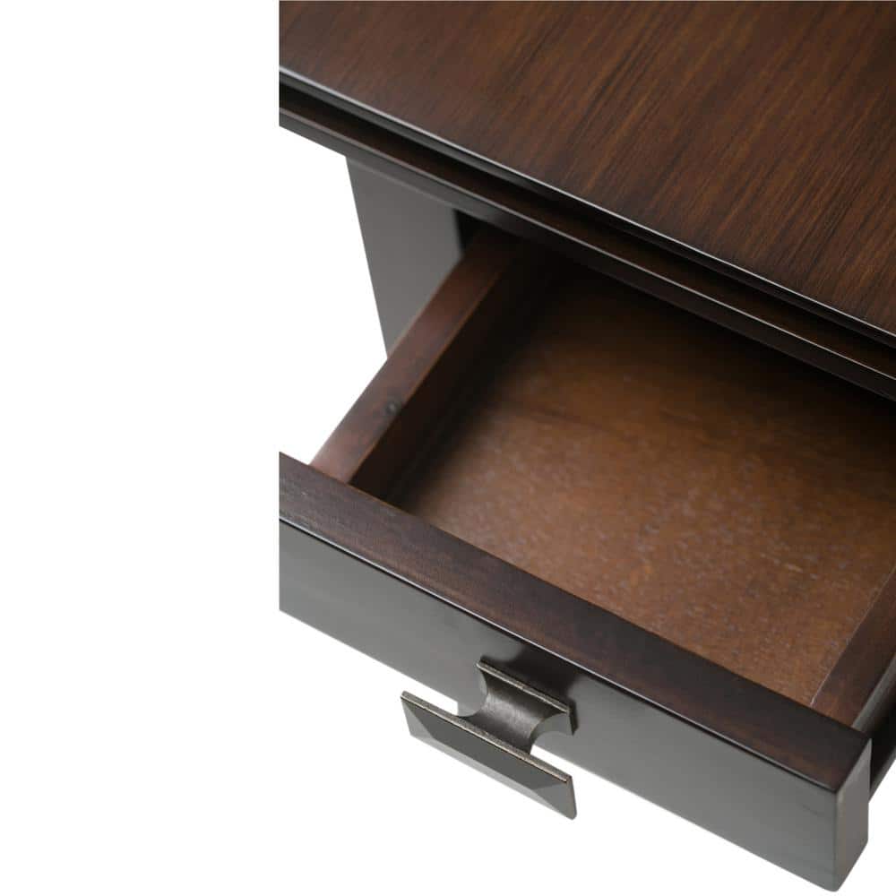 Artisan Russet Brown Wood Narrow End Table with Drawer