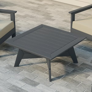 Birchwood Outdoor Patio 37 in. Square HDPE Conversation Coffee Table in Gray