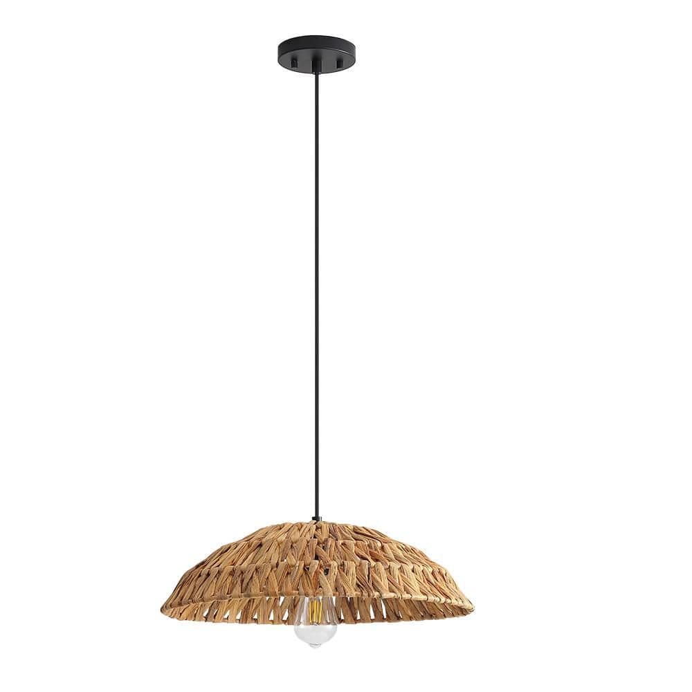 60w 1-Light Black Finish Boho Handwoven Rattan Pendant Light for Kitchen Island,No Bulbs Included price history on PriceWatchPro