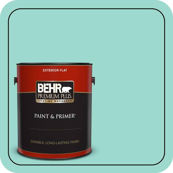 BEHR PREMIUM PLUS 1 gal. #P440-3 Fish Pond Flat Exterior Paint & Primer