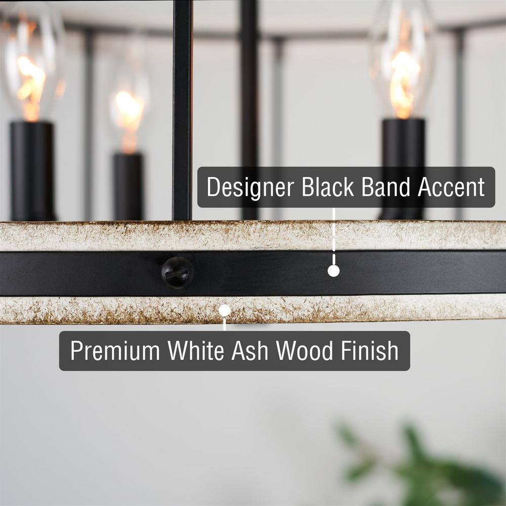 Brynn 21" Black and White Ash Drum Chandelier