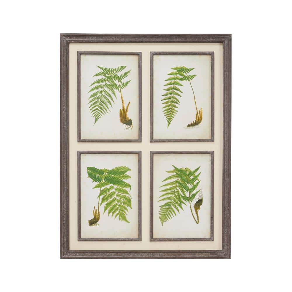 Litton Lane Large Rectangular Vintage Style Green Fern Illustrations ...