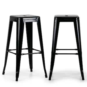 Barton 30 in. Black Backless Metal Bar Stool 2 (Set of Included)
