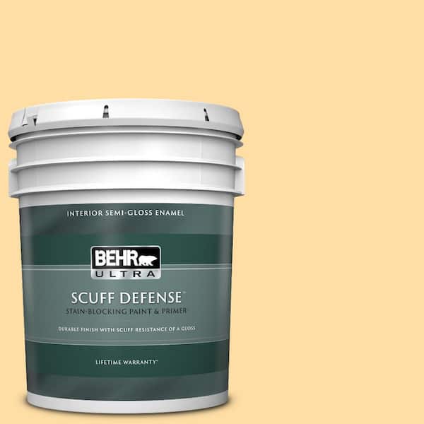BEHR ULTRA 5 gal. #300A-3 Melted Butter Extra Durable Semi-Gloss Enamel Interior Paint & Primer