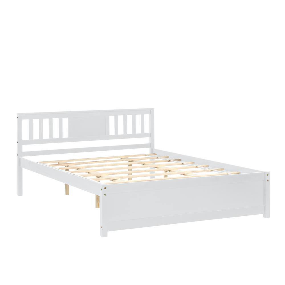 URTR Simple and Modern 63.86 in. W White Wood Frame Queen Platform Bed ...