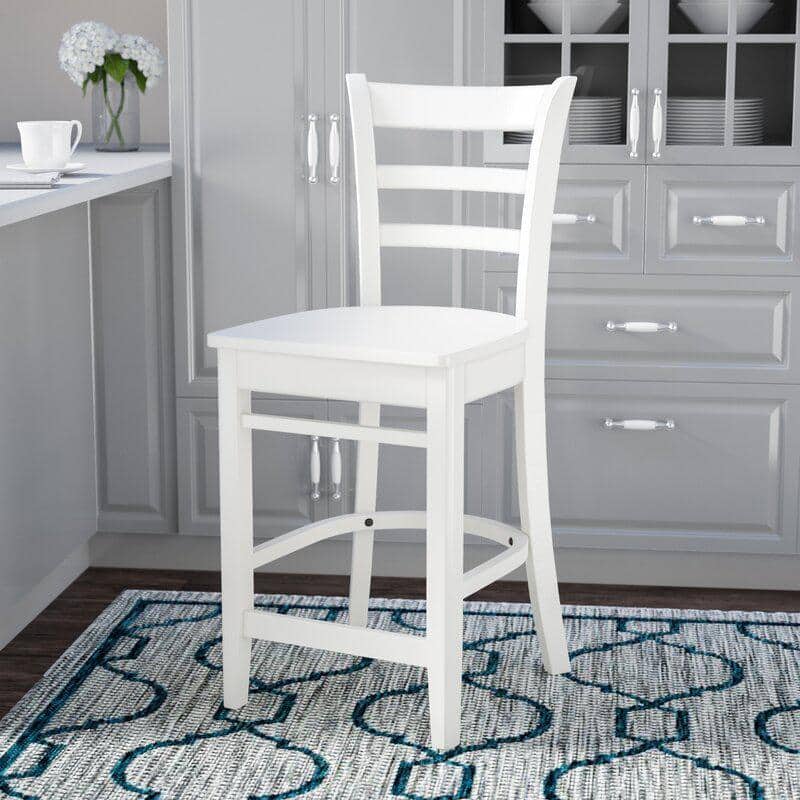 Emily Solid Wood White Counter Height Barstool 41"