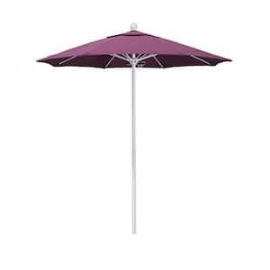 7.5 ft. White Aluminum Commercial Market Patio Umbrella with Fiberglass Ribs and Push Lift in Iris Sunbrella