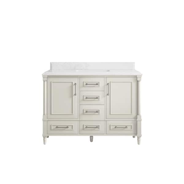 Willow Collections Hudson 48 in. Single Sink Freestanding Alabaster Bath Vanity with Empira White Quartz Top Unassembled