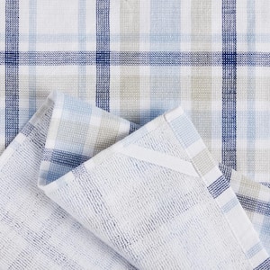 2-Pack Valley Plaid Blue Multicolor Cotton Kitchen Towel Set
