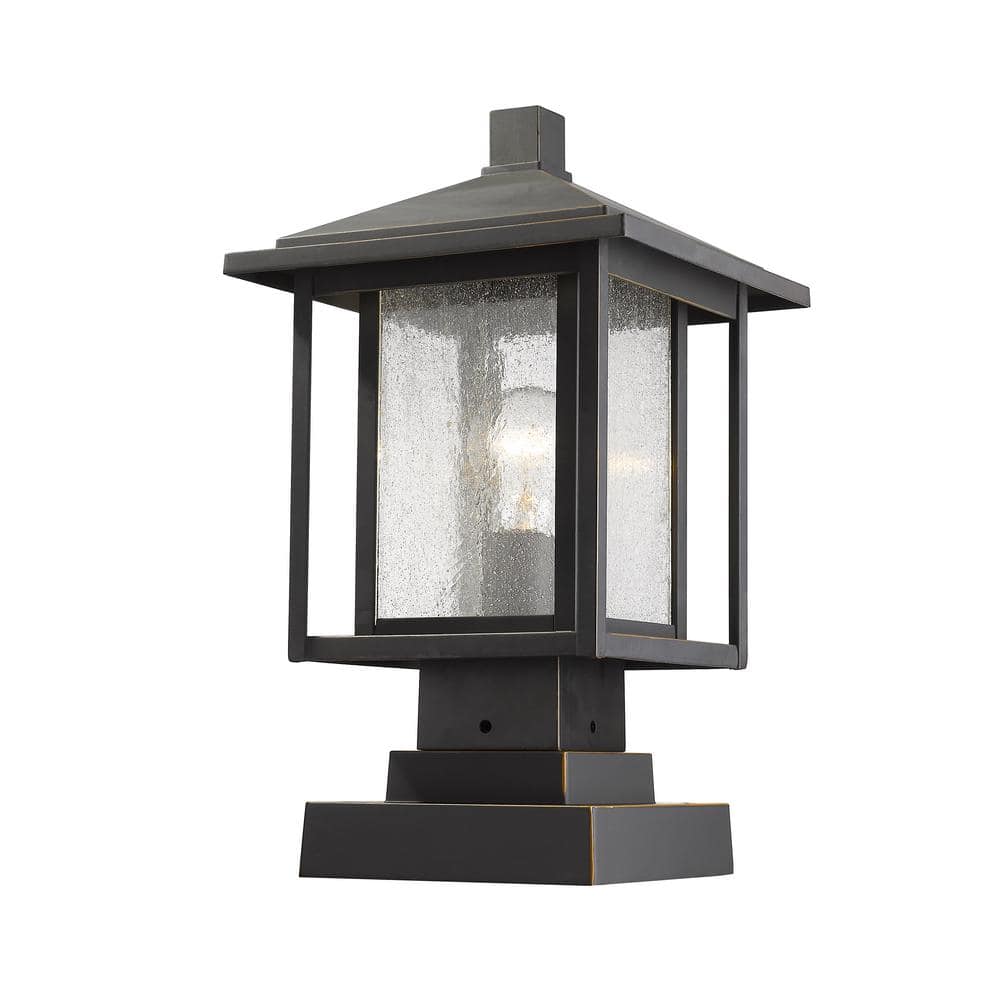 Aspen 16 in. 1-Light Bronze Aluminum Hardwired Outdoor Wet Rated Pier Mount