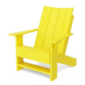 Contemporary Lemon Yellow Plastic Outdoor Adirondack Chair