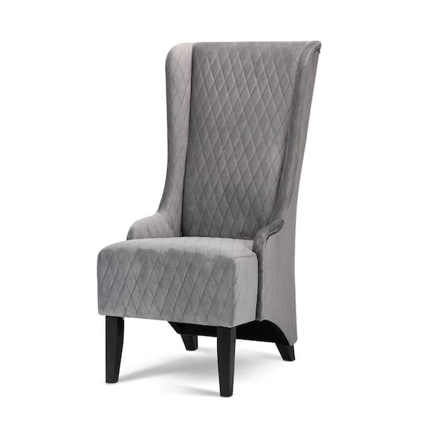 ANBAZAR 28.5" Wide Gray Fabric Upholstered Wingback Accent Chair