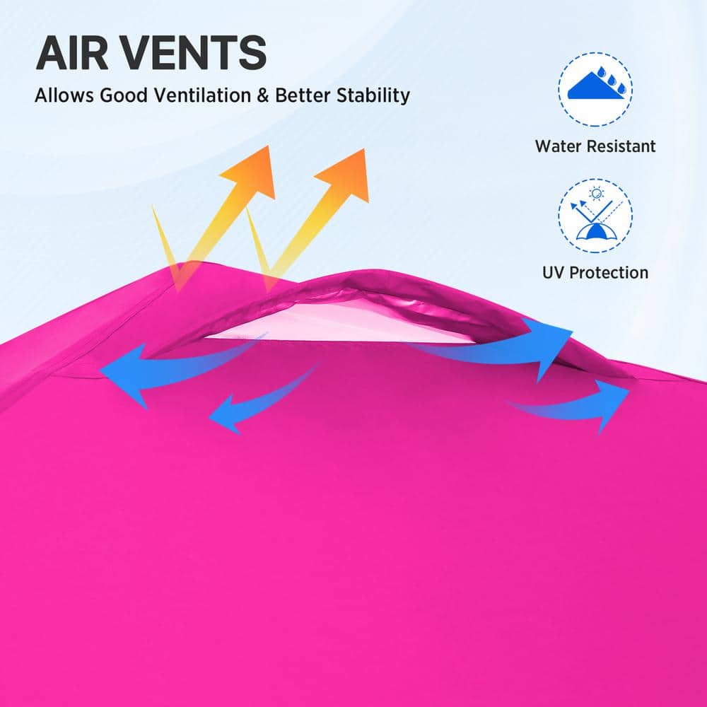 8x8 Pink and White Steel Pop-Up Canopy Tent