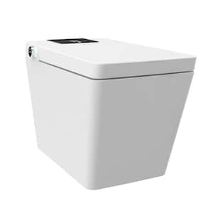 Elongated Smart Bidet Toilet 0.8/1.2 GPF in White with Auto Open, Auto Close, Auto Flush, and Heated Seat