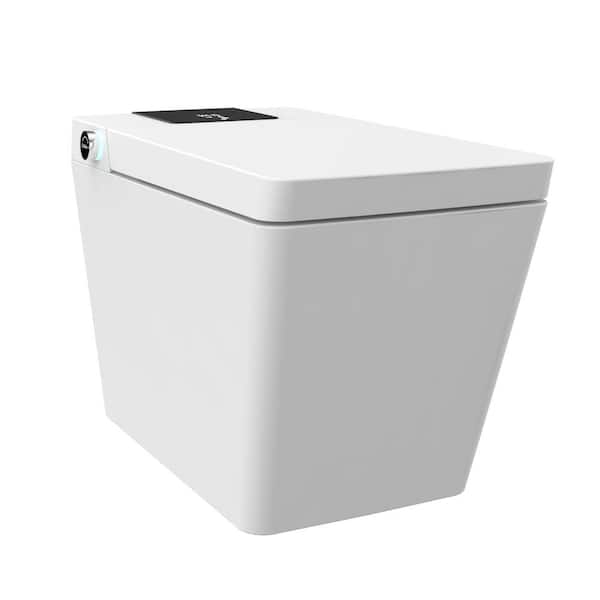 MEDUNJESS Elongated Smart Bidet Toilet 0.8/1.2 GPF in White with Auto Open, Auto Close, Auto Flush, and Heated Seat