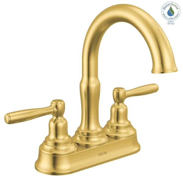 サンテクレア-ル　フローライト　ゴ-ルド Delta Roe 4 in. Centerset Double Handle Bathroom Sink Faucet in