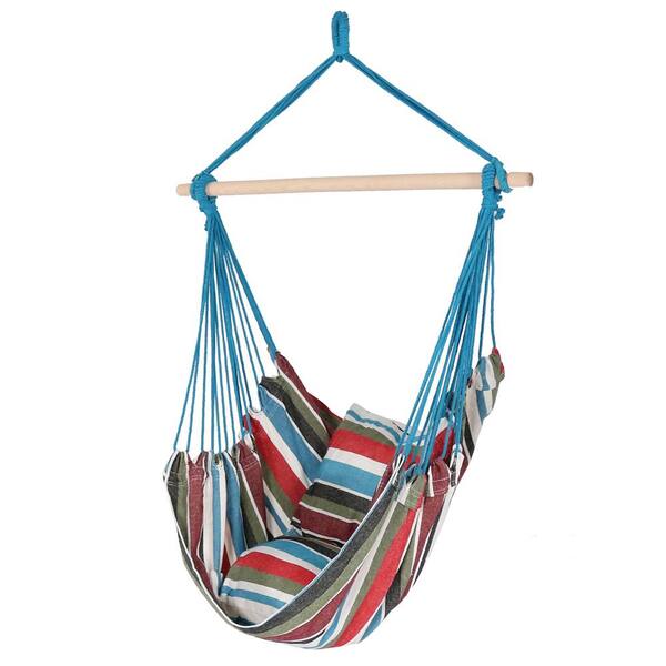 Sunnydaze 3.5 ft. Fabric Hanging Hammock Swing with Two Cushions in Cool Breeze