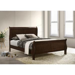 Louis Philippe Cappuccino Eastern King Wood Frame Sleigh Bed