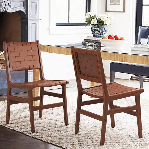 Wood woven online dining chairs