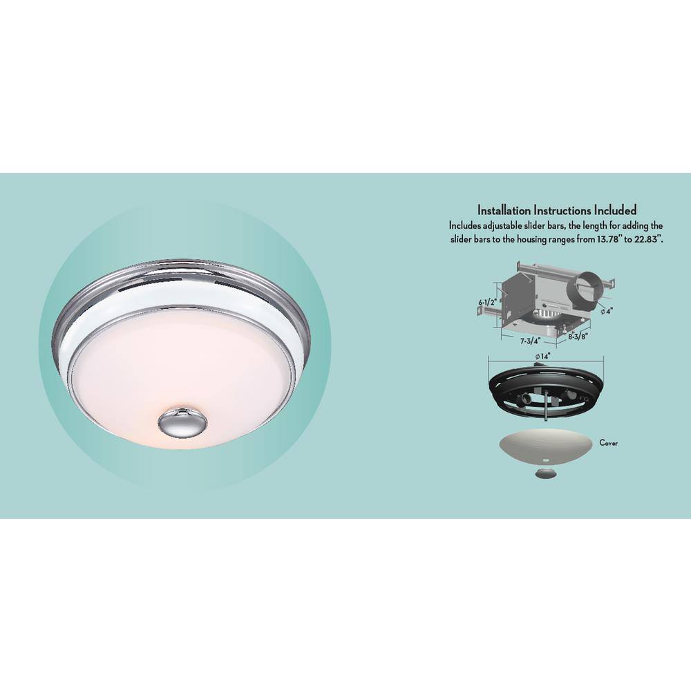 Abbey Chrome and Porcelain Bathroom Ventilation Exhaust Fan with Light