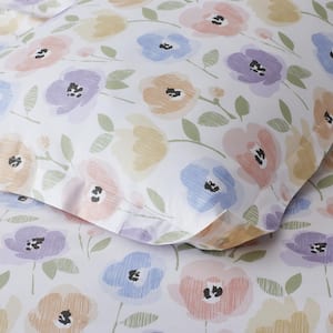 Company Kids Pastel Poppies White Multi Organic Cotton Percale Standard Pillowcase (Set of 2)