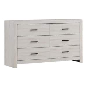 58.5 in. White 6-Drawer Wooden Dresser Without Mirror