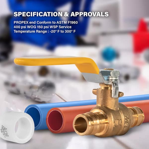 EFIELD 6-Pack 1/2 Inch Pex Brass Full Port Ball Valve – Lead Free Shut-off Valves For Hot & Cold Water - View #5
