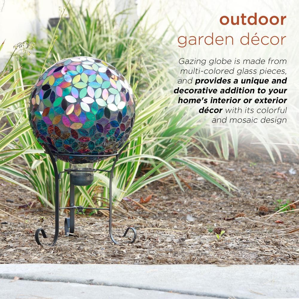 Purple Iridescent Mosaic Glass Gazing Globe, 10" Diameter