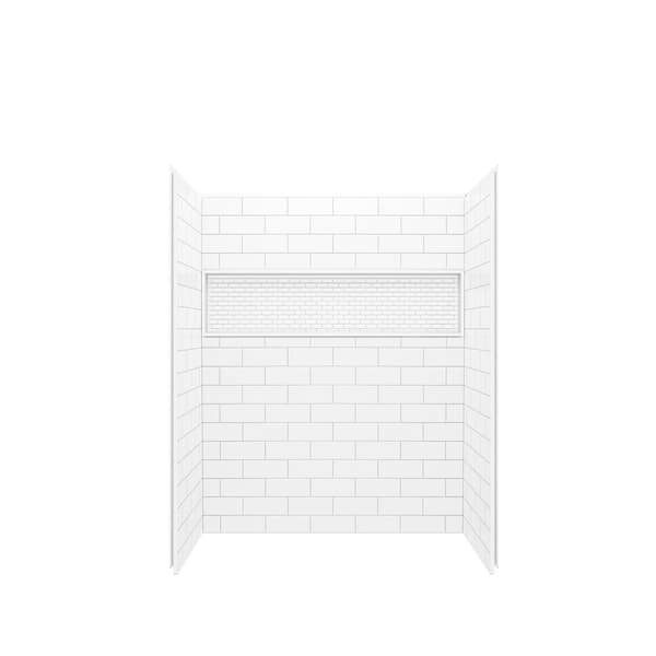 NexTile 30 in. D x 60 in. W x 74 in. H Composite Direct-to-Stud Four-Piece Alcove Subway Tile Shower Wall Kit in White