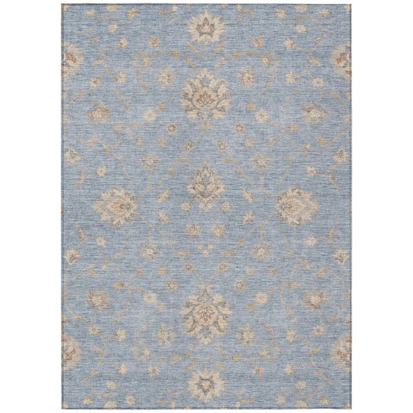 Chantille Machine Washable Indoor/Outdoor Abstract ACN3076 Denim 8 ft. x 10 ft. Area Rug