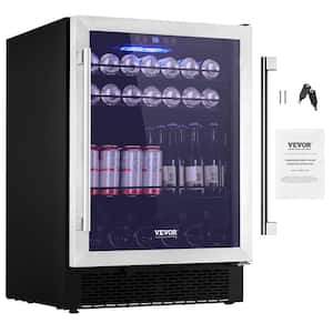 Wine Cooler, 154 Cans Capacity Under Counter Built-in or Freestanding Wine Refrigerator, Beverage Cooler with Blue LED