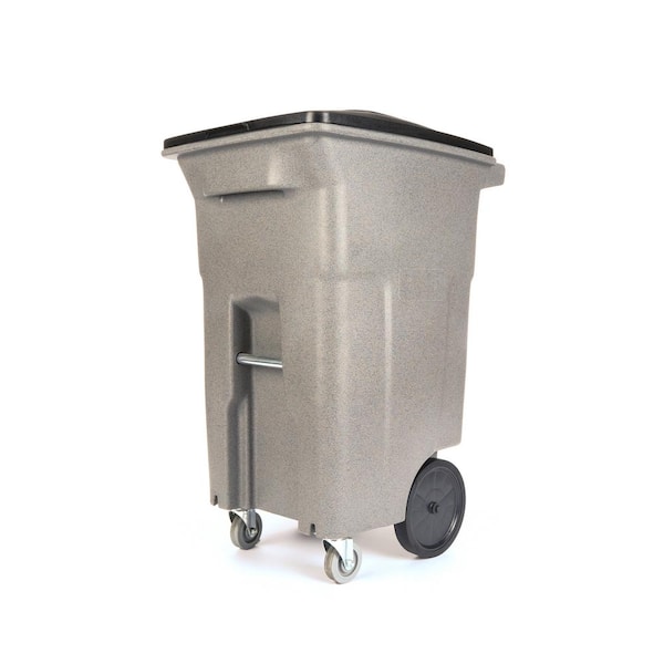 Toter 64 gallon black garbage can with wheels and lid 