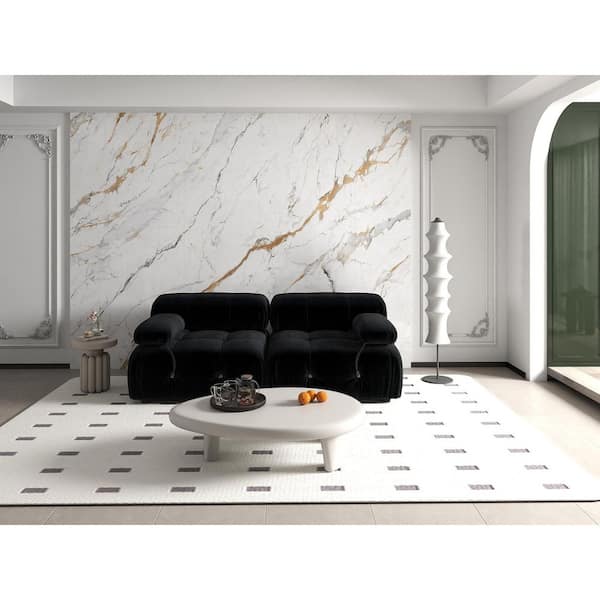 69 in. W Square Arm Velvet Rectangle Sofa in Black